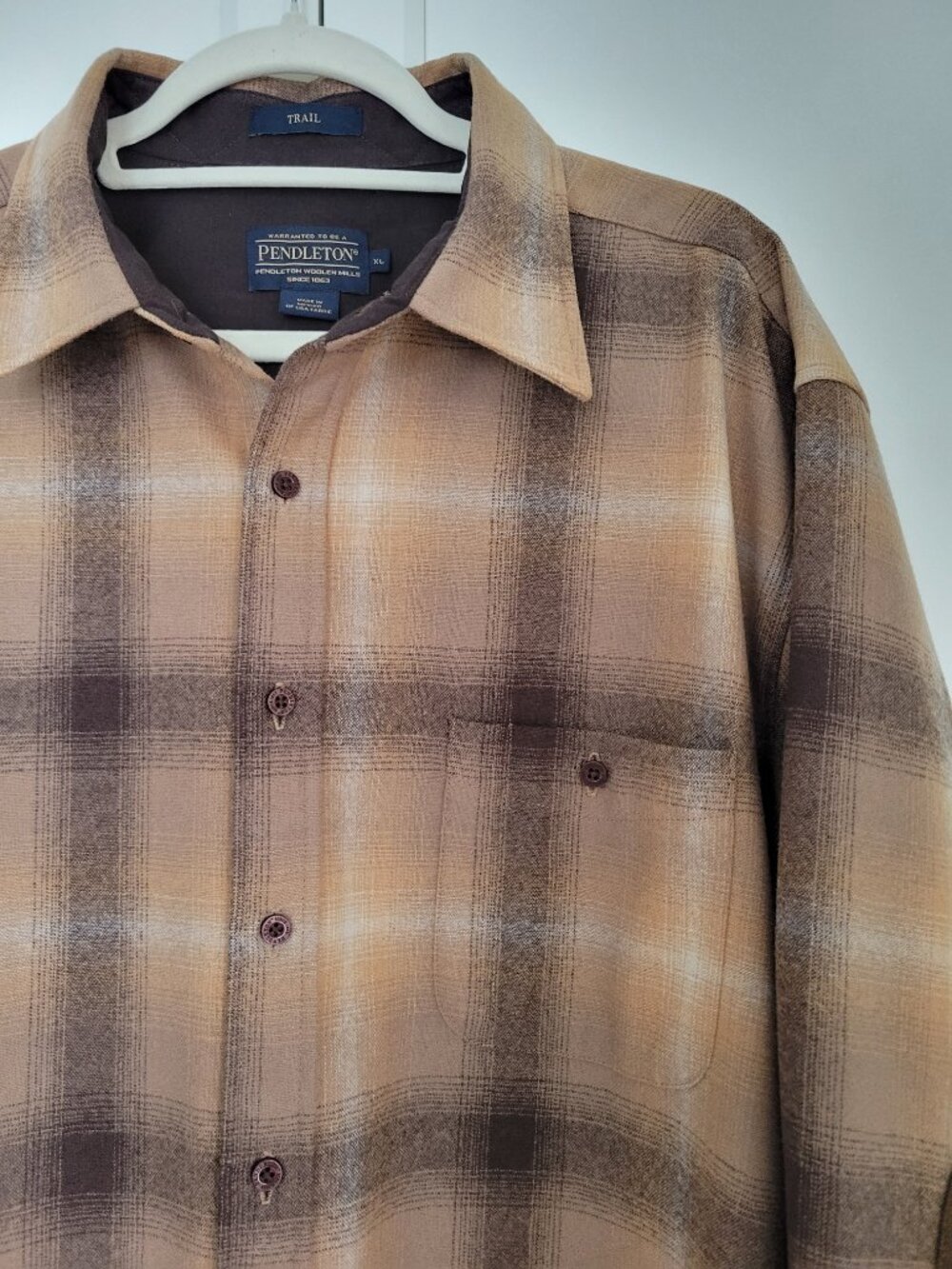 NWOT!  Pendleton 100% Wool  MEN'S PLAID ELBOW-PATCH TRAIL SHIRT- Men's Size XL - Picture 8 of 14